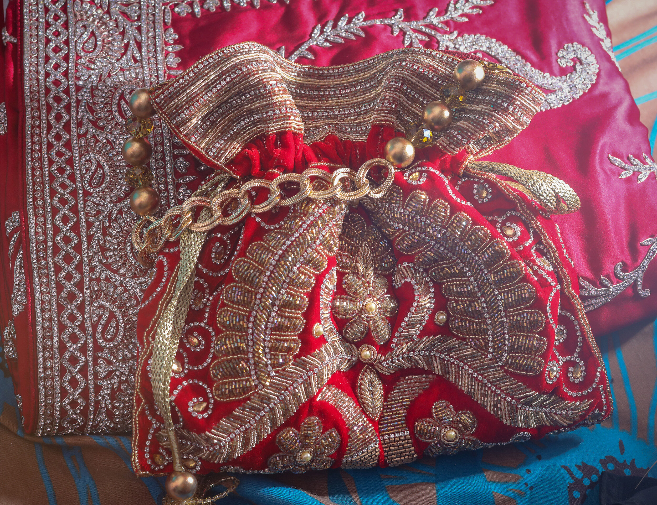 A beautifully designed personalized potli bag, a perfect wedding gift for your sister-in-law.